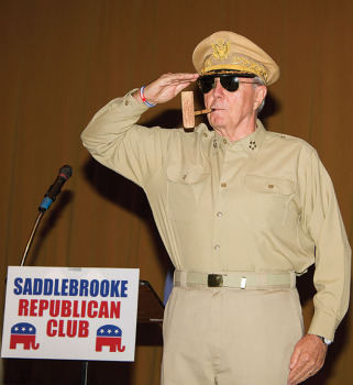 General Douglas MacArthur (portrayed by Board Director Wayne Larroque) was the mystery guest at the November 12 Republican Club Forum.