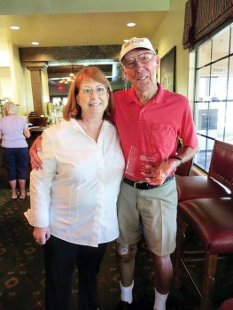 Left to right: SBCO Treasurer Anne Everett with Volunteer of the Year John Young; photo by Ken Siarkiewicz