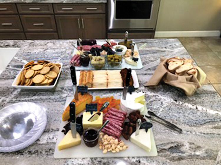 Offerings for the "Blind Wine Tasting and Cheese Event."