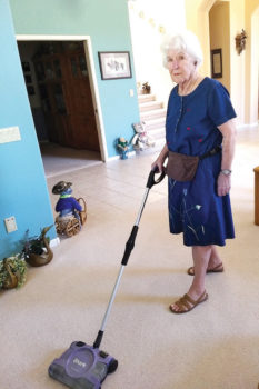 Household chores seem easier for Jeanette Wollinka when she is listening to an engaging audio book. Senior Village provides free audio book players, on loan, with instruction and set-up for members.