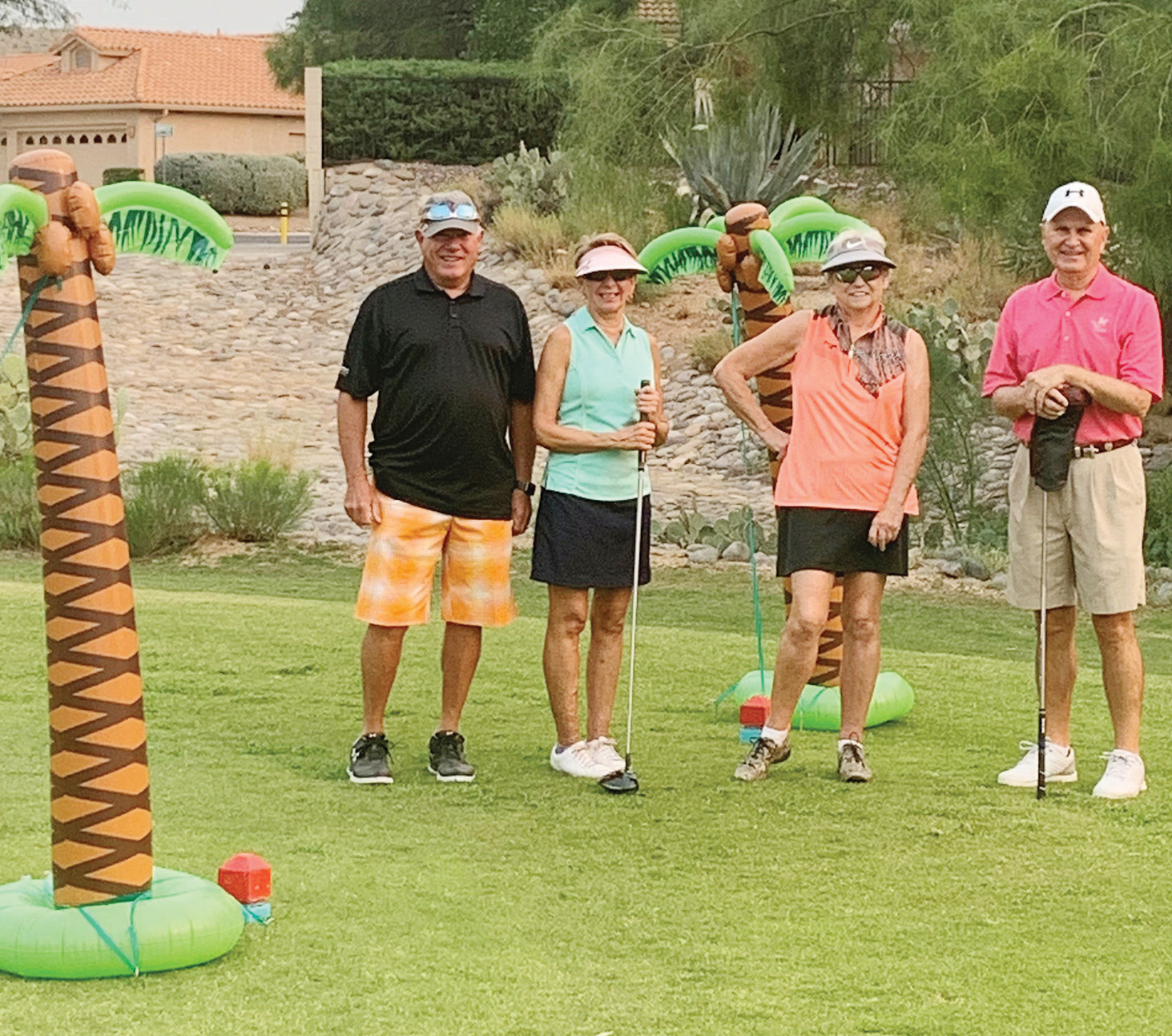 Jerry Keirn, Pam Bicknell, Sheila Clarkin, and Gary Stewart on 1st tee (Photo by Fred Pilster and Jane Chanik)