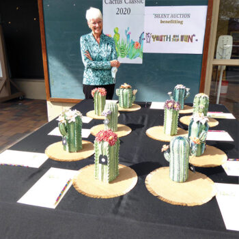 Christine Smith with her clay cacti creations