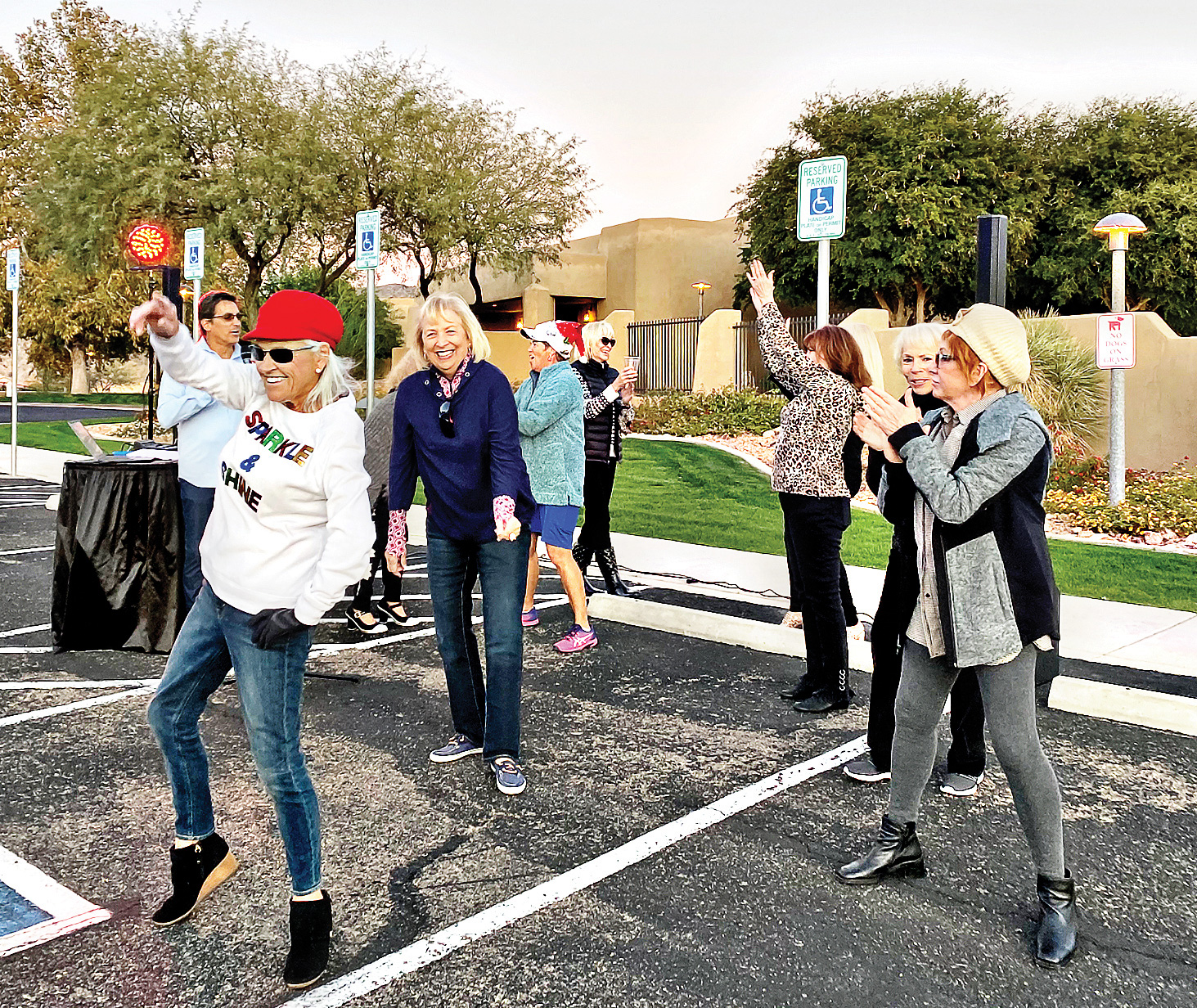 Loose women firing on all cylinders at the Preserve Parking Lot Recharging Station. (Photo by Edward Routzong)