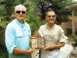 Jim Strickler (right) recently received the Outstanding Volunteer Award from the Arizona Trail Association. It was presented by former SaddleBrooke resident John Rendall, a longtime friend of Jim’s and a board member of the AZT.