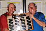 SMGA President Gan Avery presents Club Championship plaque to 2014 Club Champion Doug Swartz