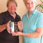 President Louise Bidwell congratulates Club Champion Susan Elliott