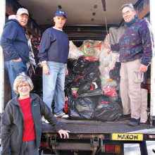 We borrowed the Catalina Community Services truck to deliver presents to San Carlos for the Apache Indian children. From top left: David Wisniewski, Phil Cummings, Sam Carmen and Ellen Perkins