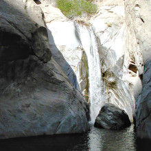 If you go on the SaddleBrooke Hiking Club’s 2015 trip you may have a chance to see Tahquitz Canyon Falls, a spectacular 50 foot desert waterfall on Agua Caliente tribal land near Palm Springs; photo by Dave Sorenson.