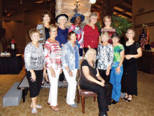 Fashion Show models: seated, Marry Carolin (Catalina Ranch House); front row, Sharon Miller (Catalina Ranch House), Ro Conti, Karel Titone, Pat Fink, Raye Cobb and Marcia Munich; back row, Cathy Scott, Gay Uhl, Betty Magee, Rachel Wankling and Aileen Hartley