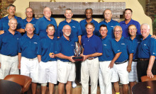 SMGA Ryder Cup Champions: Top left to right: Dick Modos, Bob Koerner, Tom Shephard, Terry Edwards, Warren Stephens, Virgil Maynard and Mike Finn; bottom: Peter Wright, Chris Toney, Art Wieda, JR Salladay, Beaver Simpson, Andy Higgins, Gus Pachis, Tony Califra and Bill Clarkin; missing from photo is John Alton.