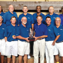 SMGA Ryder Cup Champions: Top left to right: Dick Modos, Bob Koerner, Tom Shephard, Terry Edwards, Warren Stephens, Virgil Maynard and Mike Finn; bottom: Peter Wright, Chris Toney, Art Wieda, JR Salladay, Beaver Simpson, Andy Higgins, Gus Pachis, Tony Califra and Bill Clarkin; missing from photo is John Alton.