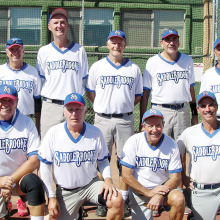 2014 Summer Season Tuesday Competitive League Champion – Central Alarm: Back row: Charlie LaNeve, John McKniff, John Reingruber, Bobby Carbone and Claude DuVall; front row: Bob Chiarello, Tom Fitzgerald, Ron Quarantino and Harold Weinenger; photo by Pat Tiefenbach