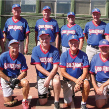 2014 Summer Season Thursday Coyote League Champion – Humana: Back row: Mike Hamm, Pat Brennan, Ron Romac, William Rowe, John Vosper and Jerry Wilkerson; front row: Ron Quarantino, Greg West, Charles Hendryx and George Corrick; photo by Pat Tiefenbach
