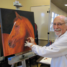 Richard Bynum enjoys taking painting classes from Wanda Tucker.
