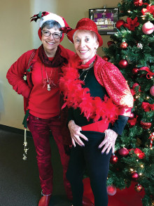 Winner Charli Jackson (29 red items) and the runner-up, Vivian Herman with 16 items, is shown proving her red unmentionables. Mmmmm--Valentine’s Day is coming soon.