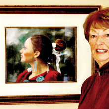 Barbara Cox with her painting, Navajo Princess
