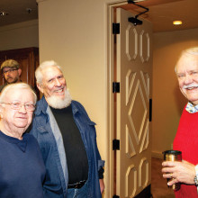Joe Liske, Jim Eaton and John Triebe visiting before DIGS meeting; photo by Bill Brennan.
