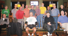 On January 24, 2015, an 8-Ball Tournament was held at the SaddleBrooke Ranch, run by Tournament Directors Dominic “The Doctor” Borland and Joe “Fast Eddie” Giammarino. We had 18 participants (wow!). SaddleBrooke residents and guests were Dominic “The Doctor” Borland, Joe “Fast Eddie” Giammarino (not pictured), Jim “Aviator” Wydick, Tom “Half Jacket” Barrett, Richard “Villa Park” Werkmeister, Al “Big Al” Petito, Gary Rowell (front center), Don “Deadeye” Cox, Don “California Kid” Fowler, John Nola, Fred Dianda (not pictured) and from the Ranch the participants were Richard “Loose Rack” Galant, Harley Schlachter, Frank Sciannella, Jim Kauffman, Peter Bratz, Tom “Teck” Sorensen and Cliff “Lucky Shirt” Terry.