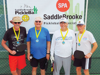 3.0 Men’s Doubles, left to right: Jon Bailey, Jim Schlote – Silver; Stan Fly, Len Gajeske – Gold; Not shown: Randy Olson, Tom Martin – Bronze