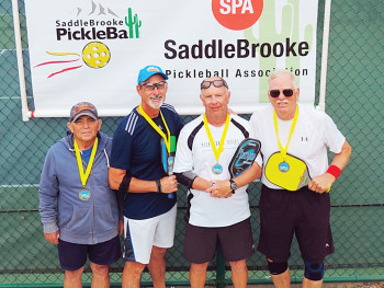 3.5 Men’s Doubles, left to right: Larry Gray, Pat Barry – Gold; Gale Evans, Bill Stickney – Silver; Not shown: Drew Tucker, Bud Fairbanks – Bronze