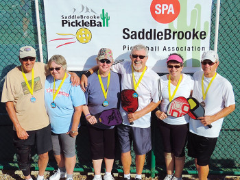 2.5 Mixed Doubles, left to right: Melvyn and Susan Durchslag – Bronze; Patty Roberts, Mike Smith – Gold; Sandy McNabb, Bud Mottice – Silver