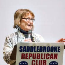 Attorney Sandra Froman speaks to the SaddleBrooke Republicans.
