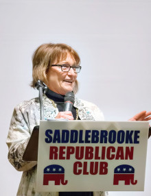 Attorney Sandra Froman speaks to the SaddleBrooke Republicans.