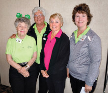 Most Holes-In-One with two each are Sheila Abraham, Caroline Rolfe, Faith Holt and Linda Carr. Missing from photo is Ruth Catalinotto