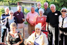 Pictured are John and Bette Mazujian, Pete Hubert, Ron Rivas, Hans Spiecker, Donna and Jim Fisher, Ed and Karen Skaff, Sande Rivas and Margaret Hubert.