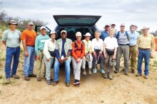 Volunteer Arizona Trail clean-up workers were Shawn Redfield, Tom Oetinger, Tom Conrad, Elisabeth Wheeler, John Black, Kathy Gish, Harriet Pearson, Mary Croft, Cheryl Werstler, Garrett Ressing, Don Washco, David Vermerris, Tom Geiger and Chuck Kaltenbach; photo by Bob Giesen.