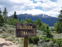 Colorado Trail sign near Twin Lakes on Section 11 of the Colorado Trail; photo by Elisabeth Wheeler
