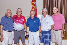 Left to right: Finalists Ed Skaff and Jerry Westra, President Dennis Marchand and Finalists Jon Michels and Ron Tie