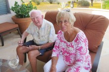 Enjoying themselves at a Resurrection Church patio party are Liz and Guy Baty.