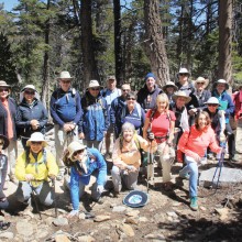 At the top of the Palm Springs Aerial Tramway, a group of SaddleBrooke hikers enjoyed a trek through Round Valley located in a beautiful alpine forest in the Mt. San Jacinto Wilderness. On the way up the tram there were spectacular views of the valley floor 8,500 feet below; photo by Melissa White.
