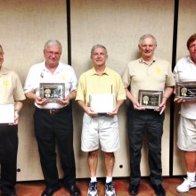 SaddleBrooke Rotary Foundation Board members recognized, left to right: Ed Triek, Bob Allen, Emerson Knowles, Doug May and Steve McNeil