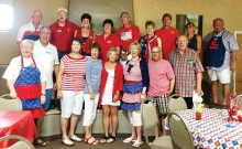 Volunteers, front row: Kathy Vonderheid, Gary Greenbaum, Lea Stocks, Suzanne Donlon, Karen Pachis, Sandy Bryant, Dale Leman, Pat Donlon; back row: Chris Toney, Dave Thomas, Chairwoman Diane Korn, Ruth Leman, Bob Stocks, Joanne Thomas, Brian Stocks, Marsha Liakos, John Hanna