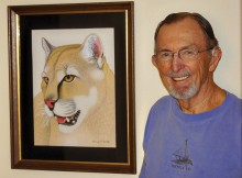 Harry Huizinga’s color pencil Mountain Lion; photo by J. Cohen.