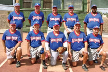 2015 Spring Season Thursday Coyote League Champion – Caliber Collision: Back row: John Sentowski, Steve Schneck, Larry Cusumano, Rob Lowry and Leroy Johnson; front row: George Corrick, Vern Boothby, Jerry Cowart, Dennis Skoneczka and Al Cangeme; photo by Pat Tiefenbach