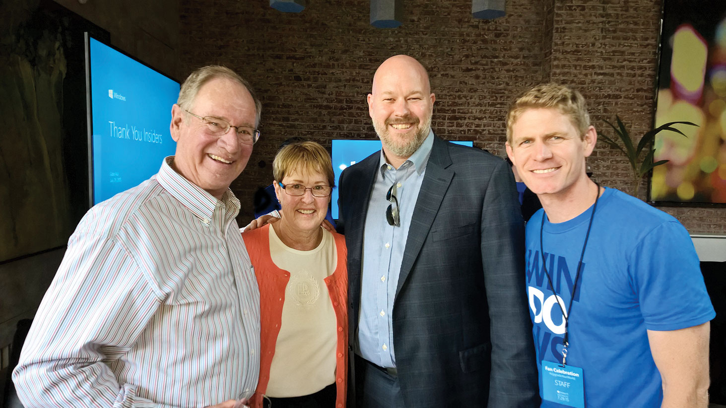 Left to right: Joe and Jenny Rink; G. Aul and J. Marble, Microsoft Windows leaders