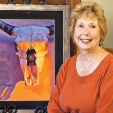 Vicki Cunningham’s mixed media, No Bull At Sunset; photo By J. Cohen and V. Cunningham