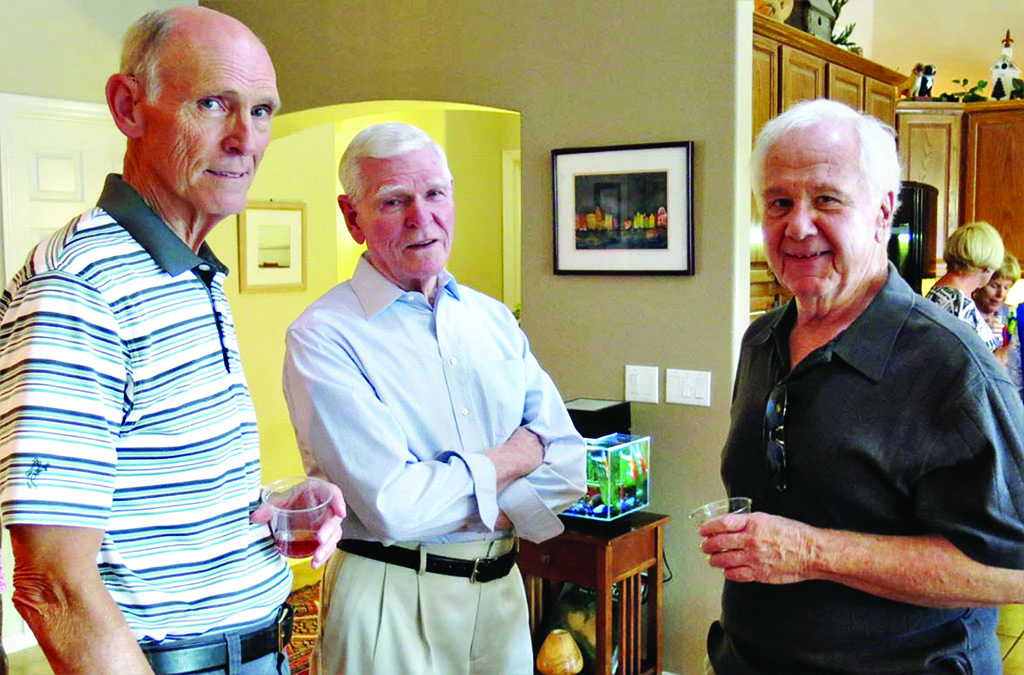 John Gill, the late Bill Leathem and Rich LaRosa at the May Snack and Chat; photographer, Ron Talbot