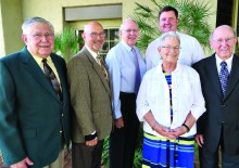 Attending the Resurrection Church First Anniversary Service were (from left) Pastors Palmer Ruschke, Roger Pierce, Wayne Viereck, Susanne Havlic, Al Jensen and Roy Guinn. Not pictured are Pastor Jim Vadis and Intern Stephen Hilding.