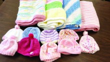 Knitted hat and blanket donations