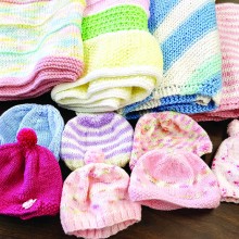 Knitted hat and blanket donations