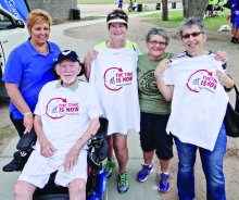 Christine from the Ability Center with one of their converted vans and Bill Sullenger, diagnosed about a year ago, Barbara Sullenger, Barbara Starrett and JoAnn Ellison