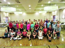 Over 45 SaddleBrooke and SaddleBrooke Ranch residents attended the Fall Line Dance Party hosted by Rebecca Magdanz. This photo is prior to the general and joyful collapse at the end of up to 15K steps. The SaddleBrooke Pet Rescue will benefit from over $200 in residual party proceeds and direct donations from the event held October 16.