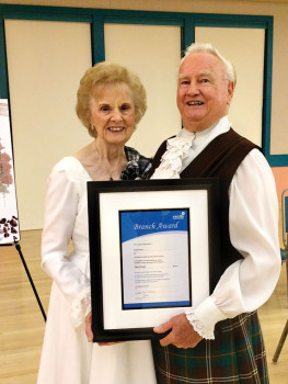 Enid Fowler and Ward Fleri, Chairman of the Royal Scottish Country Dance Society San Diego Branch
