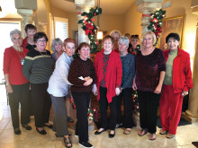Left to right: Marty Riemers, Marlene Olsen, Nancy Harling, Sandra Hackett, Gerry Burnside, Harriet Shemmer, Sandi Newberry, Marianne Lyons, Bonnie Busch, Marilyn Bertke (hidden), Nancy Hoffman, Linda Holt and Cris Lieber; photo by Mary Anderson