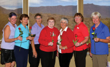 Charlotte James, Hedy Gryszan, Sandy Wagoner, Trish Pohnert, Maria Byers, Char Crossman and Julie Egolf; photo by Bob Koblewski