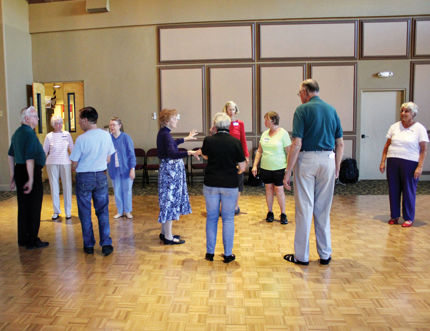 Some of our new dancers as well as longtime dancers are learning English Country dance from Enid Fowler, our very talented instructor.